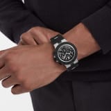 Bvlgari Titanio Chronograph watch with mechanical manufacture movement, automatic winding, chronograph, 41 mm sandblasted titanium case, black rubber bezel and bracelet, and black dial. Water-resistant up to 100 metres 104299 image 1