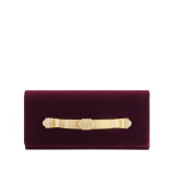 Pochette de soirée Bvlgari Tubogas en velours prune nuit avec doublure en cuir nappa de la même couleur. Poignée Tubogas emblématique en laiton doré ornée de zircones et d’un fermoir magnétique. 295712 image 1