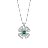 Fiorever 18 kt white gold pendant necklace set with a central brilliant-cut emerald (0.30 ct) and pavé diamonds (0.31 ct) 358427 image 1