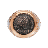 Monete Ring aus 18 Karat Roségold mit einer antiken Münze, Perlmutt-Elementen und Diamant-Pavé AN858424 image 3