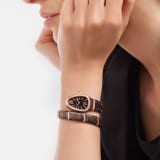 Serpenti Spiga single-spiral watch with treated ceramic case, 18 kt rose gold bezel set with diamonds, brown dial and treated ceramic bracelet with 18 kt rose gold elements 103060 image 5