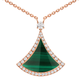 Divas' Dream pendant necklace in 18 kt rose gold set with malachite insert and pavé diamonds. 358893 image 3