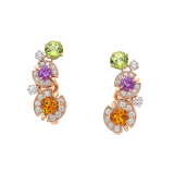Allegra 18 kt rose gold earrings set with amethysts, peridots, citrine quartzes and pavé diamonds 362028 image 1