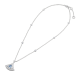 DIVAS' DREAM openwork necklace with 18 kt white gold chain set with diamonds and 18 kt white gold pendant with an aquamarine and set with pavé diamonds. 354052 image 2