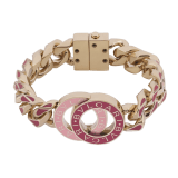 BULGARI BULGARI Maxi Chain bracelet in light gold-plated brass with anemone spinel pinkish red and primrose quartz pink enamel inserts. Iconic décor enamelled in anemone spinel pinkish red and primrose quartz pink, and clasp closure. CHUNKYBBBRCLT-MC image 1