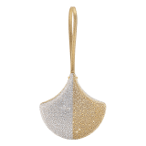 Ginkgo clutch in silver and champagne gold Neige Pavé Crystals applied on suede with Bright Travertino nappa leather lining and a leather wristlet. 295170 image 1