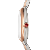 SERPENTI SEDUTTORI Lady Watch. 33 mm stainless steel case and bracelet. 18 kt rose gold bezel and crown set with cab cut pink rubellite. White silver opaline dial. Bracelet 18kt rose gold and steel with folding clasp. Quartz movement, hours and minutes functions. Water-resistant up to 30 metres. 103277 image 3