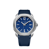 Octo Roma Automatic watch with mechanical manufacture movement, automatic winding, satin-brushed and polished stainless steel case and interchangeable bracelet, blue Clous de Paris dial. Water-resistant up to 100 meters. 103739 image 6