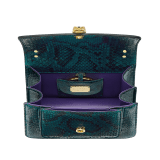 Serpenti Forever Maxi Chain small crossbody bag in soft, shiny anemone spinel pinkish red python skin with black nappa leather lining. Captivating magnetic snakehead closure in gold-plated brass embellished with black onyx scales and red enamel eyes. 1134-SSP image 4