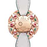 DIVAS' DREAM High Jewellery watch featuring a 18 kt rose gold case and petals set with round brilliant-cut diamonds, malachite inserts and pink tourmaline, mother-of-pearl dial and green alligator bracelet 103636 image 4
