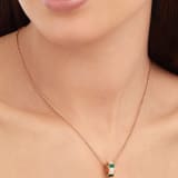 Serpenti Viper 18 kt rose gold necklace set with malachite elements and pavé diamonds on the pendant. 355958 image 4