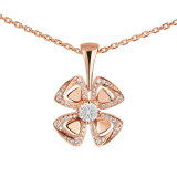Fiorever 18 kt rose gold necklace set with a central diamond and pavé diamonds. 356223 image 3