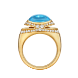 Anello Bvlgari Cabochon in oro giallo 18 kt con topazio azzurro taglio cabochon e semi-pavé di diamanti. AN860455 image 4