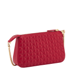 Serpenti Sugarloaf chain clutch in royal ruby Calla Matelassé calf leather with a quilted pattern, royal ruby nappa leather lining and a zipped closure. Captivating snakehead rivet in gold-plated brass. SSL-CHAINCLUTCH image 3