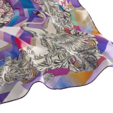Polychroma scarf in fine multicoloured silk twill with a BVLGARI BVLGARI metal pendant. Made of 100% silk. 246382 image 2