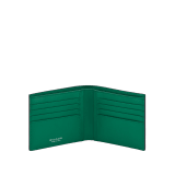 BULGARI BULGARI Man hipster compact wallet in soft, vivid emerald green shiny ostrich skin with vivid emerald green nappa leather interior. Iconic palladium-plated brass décor and folded closure. 293295 image 2