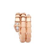Serpenti Viper two-coil 18 kt rose gold ring set with demi-pavé diamonds AN858824 image 2