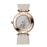 DIVAS' DREAM watch with mechanical manufacture movement, automatic winding, jumping hours and retrograde minutes (180°). 18 kt rose gold case, 18 kt rose gold bezel and fan-shaped links both set with brilliant-cut diamonds, aventurine dial with miniature painted peacock, stars and indexes in brilliant-cut diamonds, blue alligator strap 103114 image 4