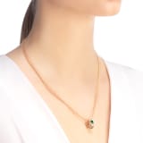 Serpenti Viper 18 kt rose gold necklace set with malachite elements and pavé diamonds on the pendant. 355958 image 3