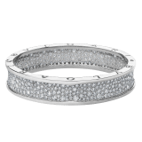 B.zero1 large bangle bracelet in 18 kt white gold set with pavé diamonds on the spiral. BR856218 image 2