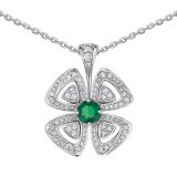 Fiorever 18 kt white gold pendant necklace set with a central brilliant-cut emerald (0.30 ct) and pavé diamonds (0.31 ct) 358427 image 3