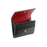 BVLGARI BVLGARI coins and credit card holder in black and ruby red grain calf leather and black nappa lining. Iconic logo décor in palladium plated brass. 288293 image 2