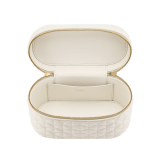 Divas' Dream vanity case in black Metropolitan calf leather with a distinctive Calla matelassé motif and black nappa leather interior. Refined signature zip pullers in gold-plated brass. DIVA-VANITY image 2