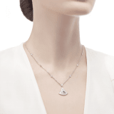 DIVAS' DREAM openwork necklace with 18 kt white gold chain set with diamonds and 18 kt white gold pendant with an aquamarine and set with pavé diamonds. 354052 image 3