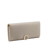 BULGARI BULGARI large wallet in sunbeam citrine yellow bright grain calf leather with coral carnelian orange nappa leather interior. Iconic light gold-plated brass clip with flap closure. 579-WLT-SLI-POC-CLd image 1