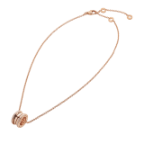 B.zero1 necklace with 18 kt rose gold chain and 18 kt rose gold round pendant set with pavé diamonds on the edges. 350052 image 2