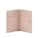 Divas' Dream folded card holder in star rose pink goat leather with crystal rose nappa leather interior. Refined signature press button closure in gold-plated brass. DIVA-CC-HOLDFOLD image 2