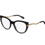Serpenti Viper cat-eye acetate glasses with gold-finished temples and blue light filter lenses 904300 image 1