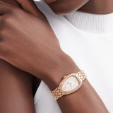 Serpenti Seduttori watch with 18 kt rose gold case, 18 kt rose gold bracelet, 18 kt rose gold bezel set with diamonds and a white silver opaline dial. 103941 image 1