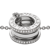 B.zero1 necklace with 18 kt white gold chain and 18 kt white gold round pendant set with pavé diamonds on the edges 350054 image 3