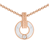 Skelettierte BVLGARI BVLGARI Halskette aus 18 Karat Roségold mit Perlmutt-Elementen und einem runden Diamanten im Brillantschliff 357546 image 3
