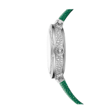 LVCEA Tourbillon Limited Edition watch with mechanical manufacture movement, automatic winding, see-through tourbillon, 18 kt white gold case set with round brilliant-cut diamonds, full-pavé dial with round brilliant-cut diamonds and green colour finish, and green galuchat bracelet 103039 image 2
