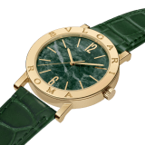 Bvlgari Bvlgari 50th Anniversary Limited Edition watch with mechanical automatic in-house movement, 18 kt yellow gold case and bezel engraved with BVLGARI ROMA logo, Verde Alpi green marble dial and dark green alligator bracelet. Water-resistant up to 50 metres 104112 image 2