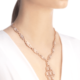 Serpenti 18 kt rose gold necklace set with pavé diamonds both on the chain and pendant. 356194 image 4