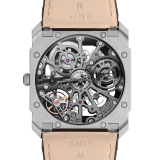 Octo Finissimo watch with ultra-thin skeletonized mechanical manufacture movement, manual winding and small seconds, titanium case, transparent dial and black alligator bracelet 102714 image 4