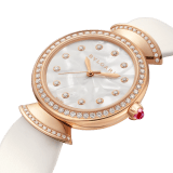 DIVAS' DREAM watch with 18 kt rose gold case set with brilliant-cut diamonds, acetate dial, diamond indexes and white satin bracelet 102575 image 2