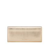 Bvlgari Tubogas Abendclutch aus goldfarbenem Striated-Kalbsleder mit Futter aus Nappaleder in Crystal Rose. Ikonischer Tubogas Henkel aus vergoldetem Messing mit Zirkonia-Steinen und Magnetverschluss. 295450 image 2