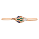 Serpenti 18 kt rose gold bracelet set with blue sapphire eyes, malachite elements and pavé diamonds. BR858586 image 2