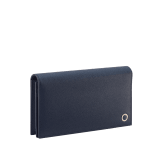 Portafoglio grande per yen Bvlgari Bvlgari Man in vitello martellato, marrone diaspro del deserto all'esterno e color blu denim zaffiro all'interno. Iconico motivo in ottone placcato palladio e chiusura a libro. BBM-WLT-Y-ZP-16C-R image 1