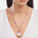 Divas' Dream necklace in 18 kt rose gold set with rubellites, mother-of-pearl elements and pavé diamonds Necklace with a double wearability and a detachable Bracelet 361950 image 1