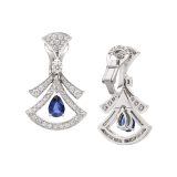DIVAS' DREAM 18 kt white gold openwork earrings, set with pear-shaped sapphires, round brilliant-cut and pavé diamonds. 357324 image 3