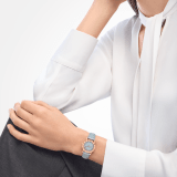 Bvlgari Bvlgari watch with 18 kt rose gold case and bezel engraved with double logo, icy blue marble dial, 12 diamond indexes and light blue alligator bracelet. Water-resistant up to 30 metres 104191 image 1
