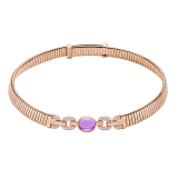 Bvlgari Tubogas 18 kt rose gold necklace set with a central amethyst and pavé diamonds. One size with adjustable fastening. 362001 image 1