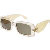 Serpenti Forever rectangular acetate sunglasses with enamelled snakehead embellishment 904381 image 1