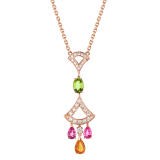 DIVAS' DREAM 18 kt rose gold necklace set with coloured gemstones, a brilliant-cut diamond and pavé diamonds. 355613 image 1