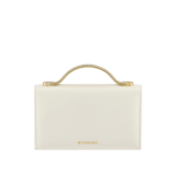Tubogas Top Handle bag in Perla White calf leather with Perla White nappa leather lining. Iconic Tubogas handle in gold-finished brass with Parentesi details both set with zirconia and a clasp closure. 295714 image 2